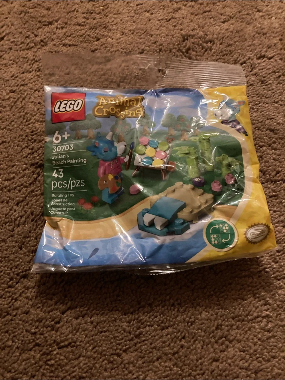 Lego Animal Crossing Julian's Beach Painting Playset - Blue, Tan, Green, Pink be